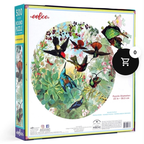 Eeboo Hummingbirds 500 Piece Round Puzzle - Picture 5 of 6